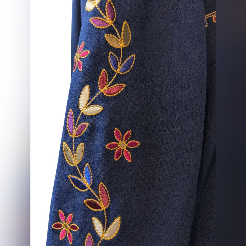 Dennis Basso Midnight Blue Jacket Embroidered Floral Classy Zip Front 16 - Picture 16 of 16